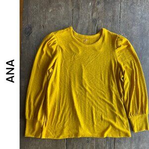 🔥NEW ANA I Mustard Puff Sleeve Crew Neck Top I Size X-Large